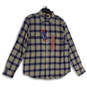 NWT Mens Blue Gray Plaid Spread Collar Long Sleeve Button-Up Shirt Size XL image number 1