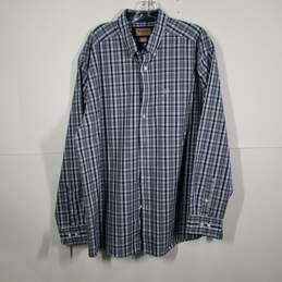 Mens Plaid Wrinkle-Free Collared Long Sleeve Button-Up Shirt Size XXL