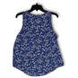 Womens Blue Floral Round Neck Sleeveless Pullover Tank Top Size Small image number 2