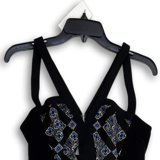 Womens Black Blue Printed Selena V-Neck Sleeveless Mini Dress Size 6 image number 1