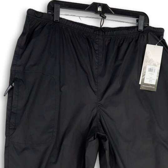 NWT Womens Black Elastic Waist Pockets Straight Leg Rain Pants Size XL image number 3