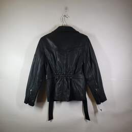 Womens Leather Long Sleeve Full Zip Motorcycle Jacket Size Medium alternative image