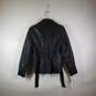 Womens Leather Long Sleeve Full Zip Motorcycle Jacket Size Medium image number 2