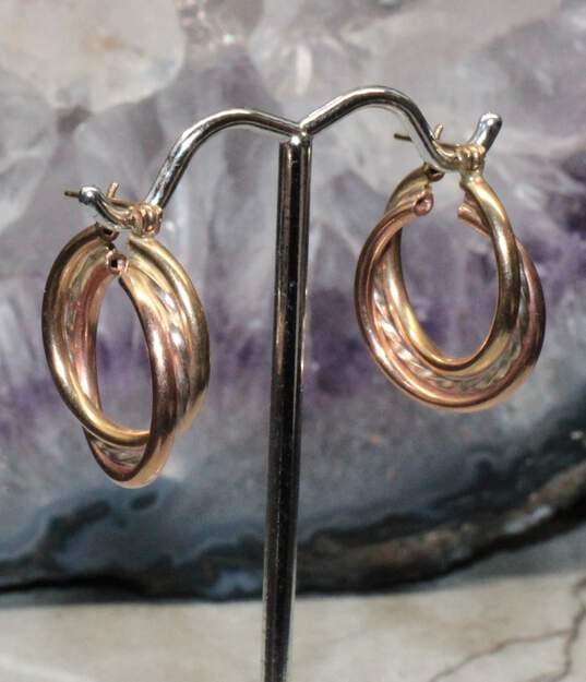 14K Yellow Gold Triple Hoop Earrings - 4.51g image number 3