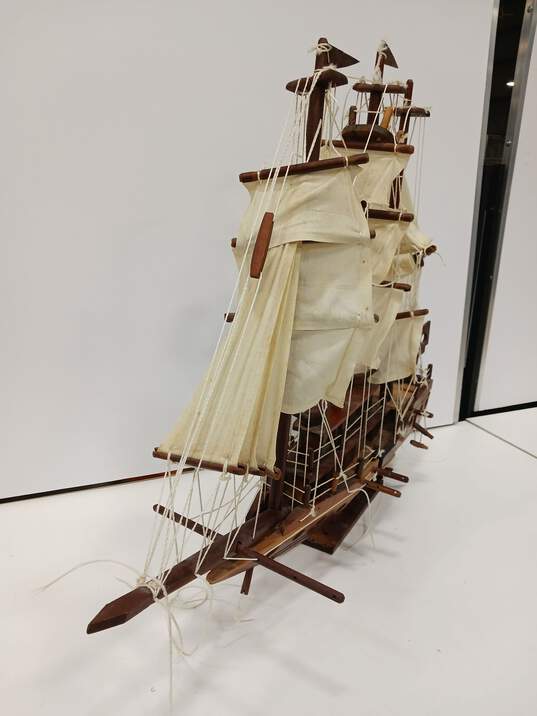 Vintage Pirate Ship Schooner Wooden Model Ship 33" image number 2