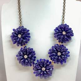 Designer J. Crew Silver-Tone Crystal Floral Burst Fashionable Statement Necklace