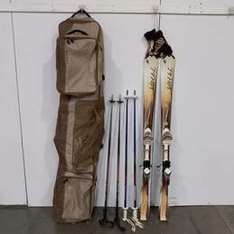 Vintage German Volkl Skis w/Poles and Case