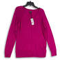 NWT Womens Purple Knitted V-Neck Long Sleeve Pullover Sweater Size Large image number 1