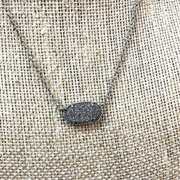 Designer Kendra Scott Silver-Tone Elisa Black Pyrite Stone Pendant Necklace alternative image