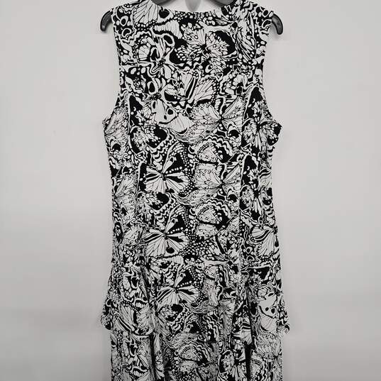 Allegra K  Work Print Chiffon Contrast Panel Jacket Dresses 2 Pcs Sets image number 2