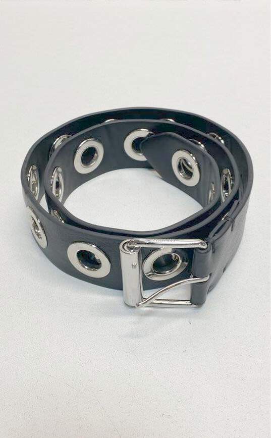 AllSaints Black Leather Grommet Belt Size S/M image number 1