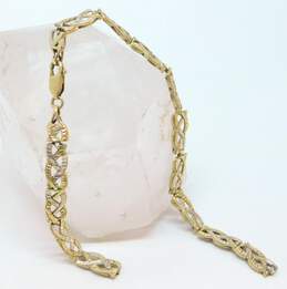 10K White & Yellow Gold Etched Braided Panel Linked Bracelet For Repair 3.9g alternative image