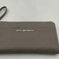Womens Gray Leather Credit Card Holder Inner Zipper Pocket Wristlet Wallet image number 5