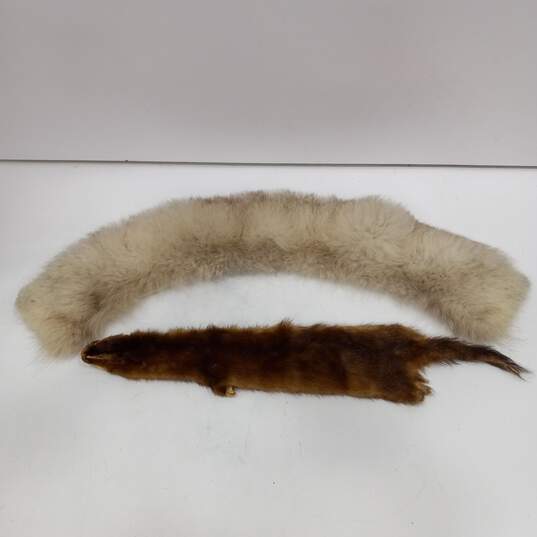 Bundle of 2 Assorted Genuine Fur Collar Scarves image number 3