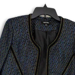 NWT Womens Blue Long Sleeve Tweed Open Front Jacket Size 6 alternative image