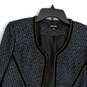 NWT Womens Blue Long Sleeve Tweed Open Front Jacket Size 6 image number 2