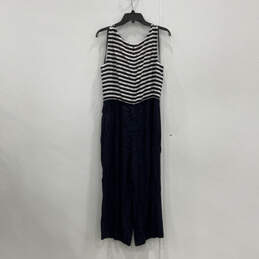 NWT Womens Blue Striped Sleeveless Cropped One-Piece Jumpsuit Size 10P alternative image