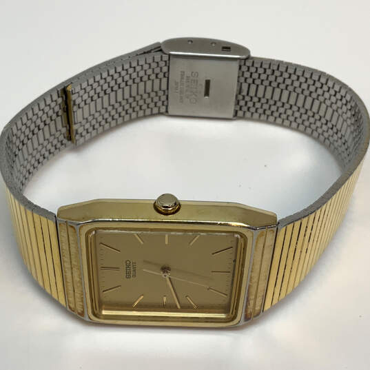 Designer Seiko 6531-5060 Gold-Tone Rectangle Shaped Analog Wristwatch image number 2