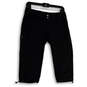 Womens Black Flat Front Drawstring Zipper Pocket Stretch Capri Pants Size 6 image number 1