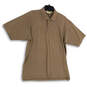 Mens Brown Short Sleeve Spread Regular Fit Collar Polo Shirt Size Medium image number 1