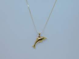 (G) 14k Yellow Gold Puffy Dolphin Pendant Necklace 1.6g alternative image