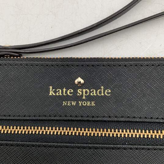 Kate Spade Womens Black Leather Bee Mika’s Zipper Wristlet Wallet image number 4