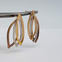 14k Tricolor Gold Marcasite Herringbone Post Earring 2.5g