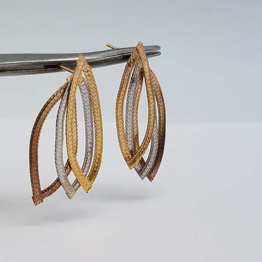 14k Tricolor Gold Marcasite Herringbone Post Earring 2.5g image number 1
