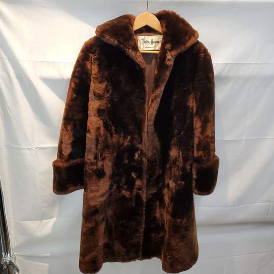 Peyton Marcus Long Brown Fur Overcoat No Size Tag image number 1