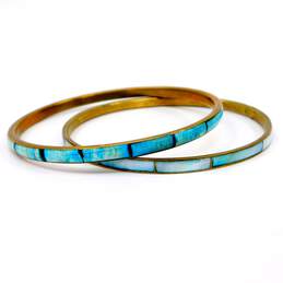 Gold Toned Enamel Bangle Bracelets 82.1g alternative image