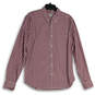 Mens Magenta Plaid Long Sleeve Pockets Collared Button-Up Shirt Size Large image number 1