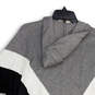NWT Womens Gray Black Chevron Dolman Sleeve Hooded Full-Zip Sweater Size 1X image number 4