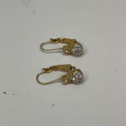 Designer Swarovski Gold-Tone Clear Crystal Clip On Hoop Earrings