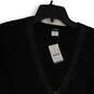 NWT Womens Black Knitted Sequin Long Sleeve Full-Zip Cardigan Sweater Size M image number 3