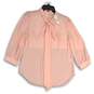 NWT Womens Pink Long Sleeve Tie Neck Lightweight Blouse Top Size Medium image number 1