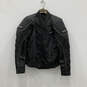 Womens Black Mesh Padded Long Sleeve Full-Zip Motorcycle Jacket Size M image number 1