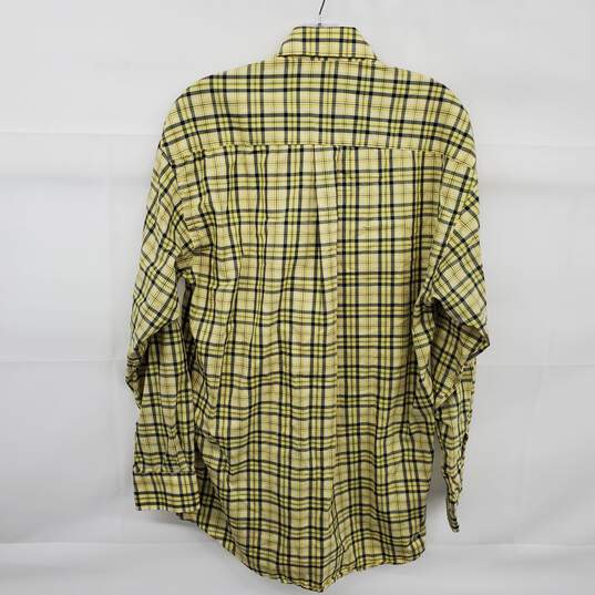 Burberry Men's Yellow Plaid 100% Cotton Button Up Long Sleeve Shirt Size M - AUTHENTICATED image number 3