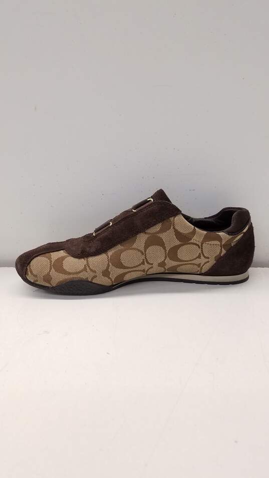 COACH Kyrie Tan Brown Signature Print Canvas Suede Sneakers Women's Size 8 M image number 2