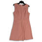 Womens Pink Round Neck Sleeveless Back Zip Shift Dress Size Large image number 1