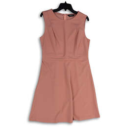 Womens Pink Round Neck Sleeveless Back Zip Shift Dress Size Large