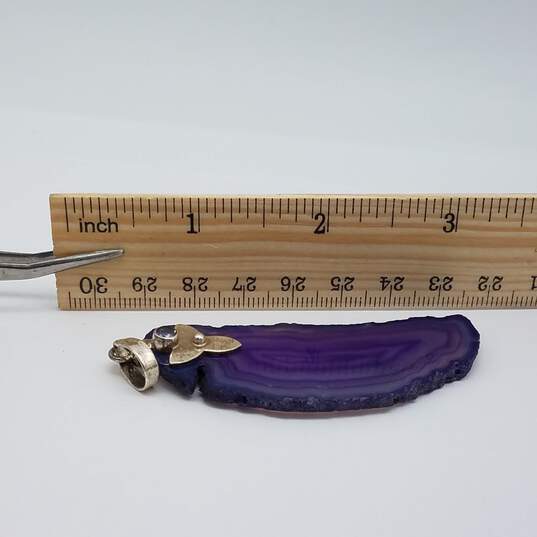 Sterling Silver Purple Agate Gemstone Pendant 15.9g image number 7