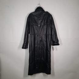 Womens Leather Long Sleeve Button Front Trench Coat Size Large alternative image