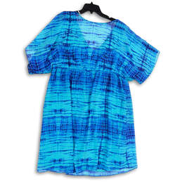 NWT Womens Blue Round Neck Short Sleeve Pullover A-Line Dress Size 20W alternative image