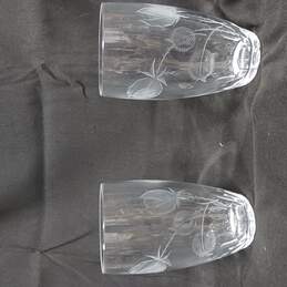 Bundle of 6 Floral Etched 5.5" Crystal Drinking Glasses alternative image