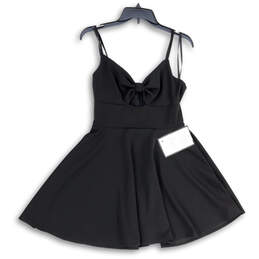 NWT Womens Black Spaghetti Strap Back Zip Fit & Flare Dress Size 11/12 alternative image