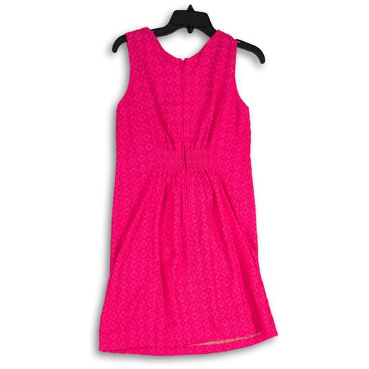 Lilly Pulitzer Womens Pink Eyelet Round Neck Sleeveless Shift Dress Size 6 image number 2