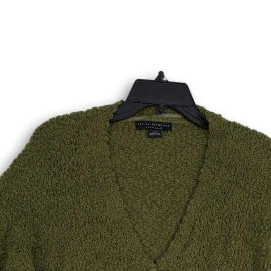 Social Standard By Sanctuary Womens Green Button Front Cardigan Sweater Size L image number 3