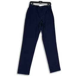 NWT Stretch Mens Blue Flat Front Slash Pocket Straight Leg Chino Pants Sz 33/34