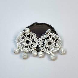 Designer J.Crew Gold-Tone White Bead Round Shape Fashionable Drop Earrings