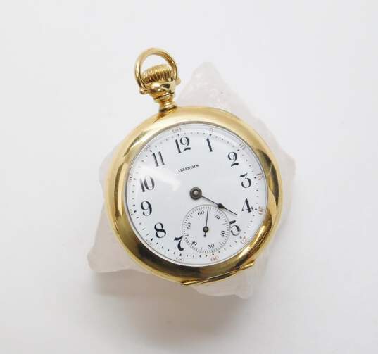 Vintage Illinois Watch Co. 8034089 Gold Filled 15 Jewels Pocket Watch 35.9g image number 3